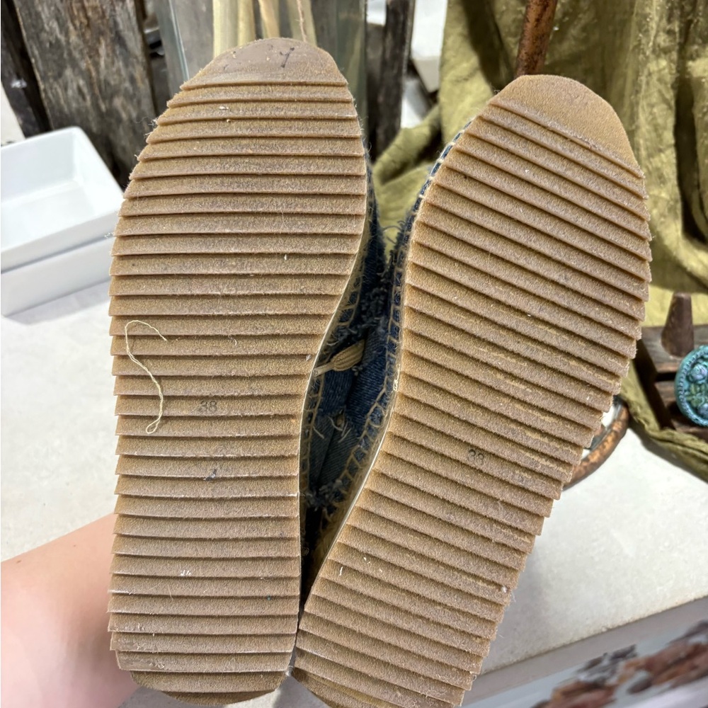 rag & bone Light Blue Distressed Denim Espadrille Sneakers - Picture 4 of 7